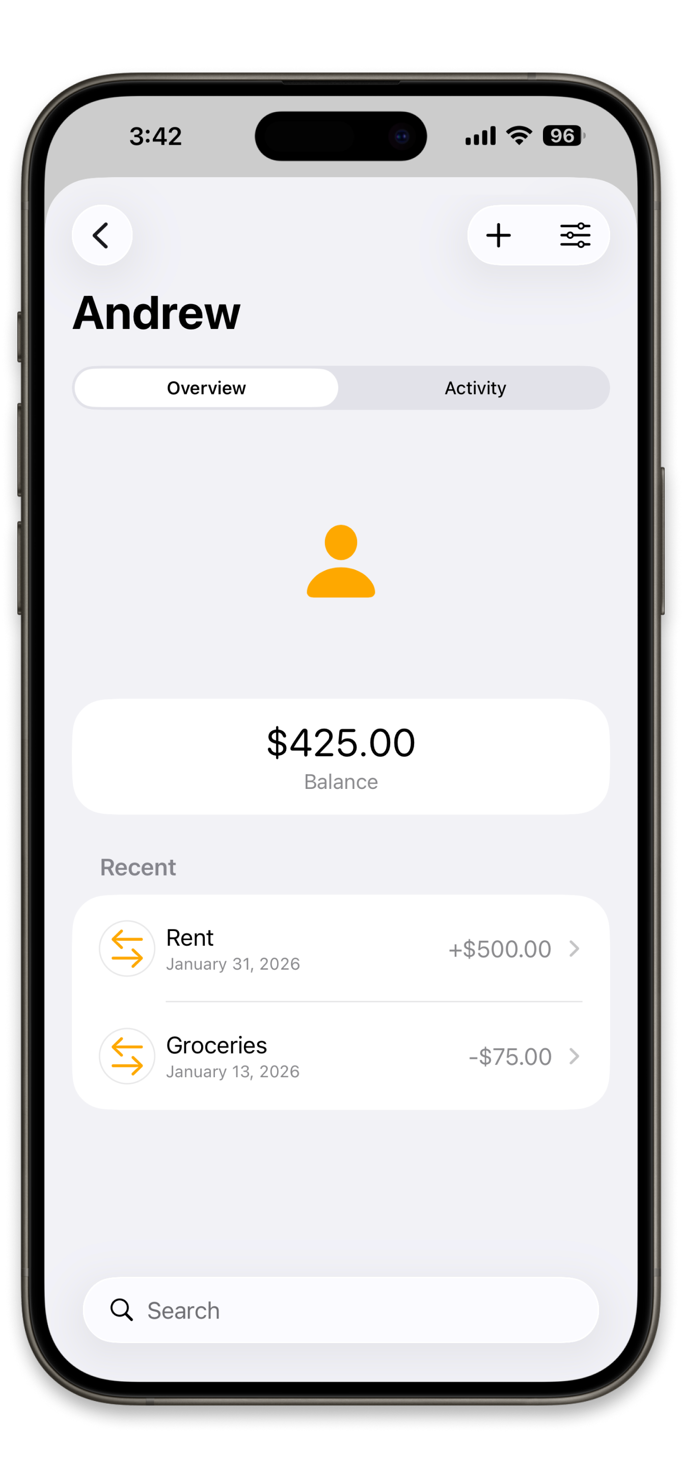 Simple Wallet IOU balance tracking between friends