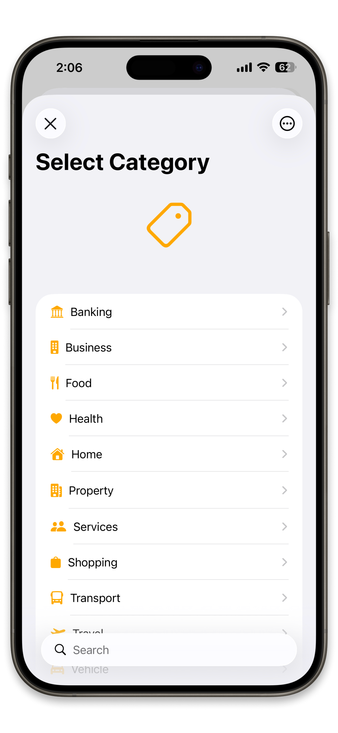 Simple Wallet food category showcasing subcategories like coffee, delivery, fast food, groceries, restaurant, and snacks